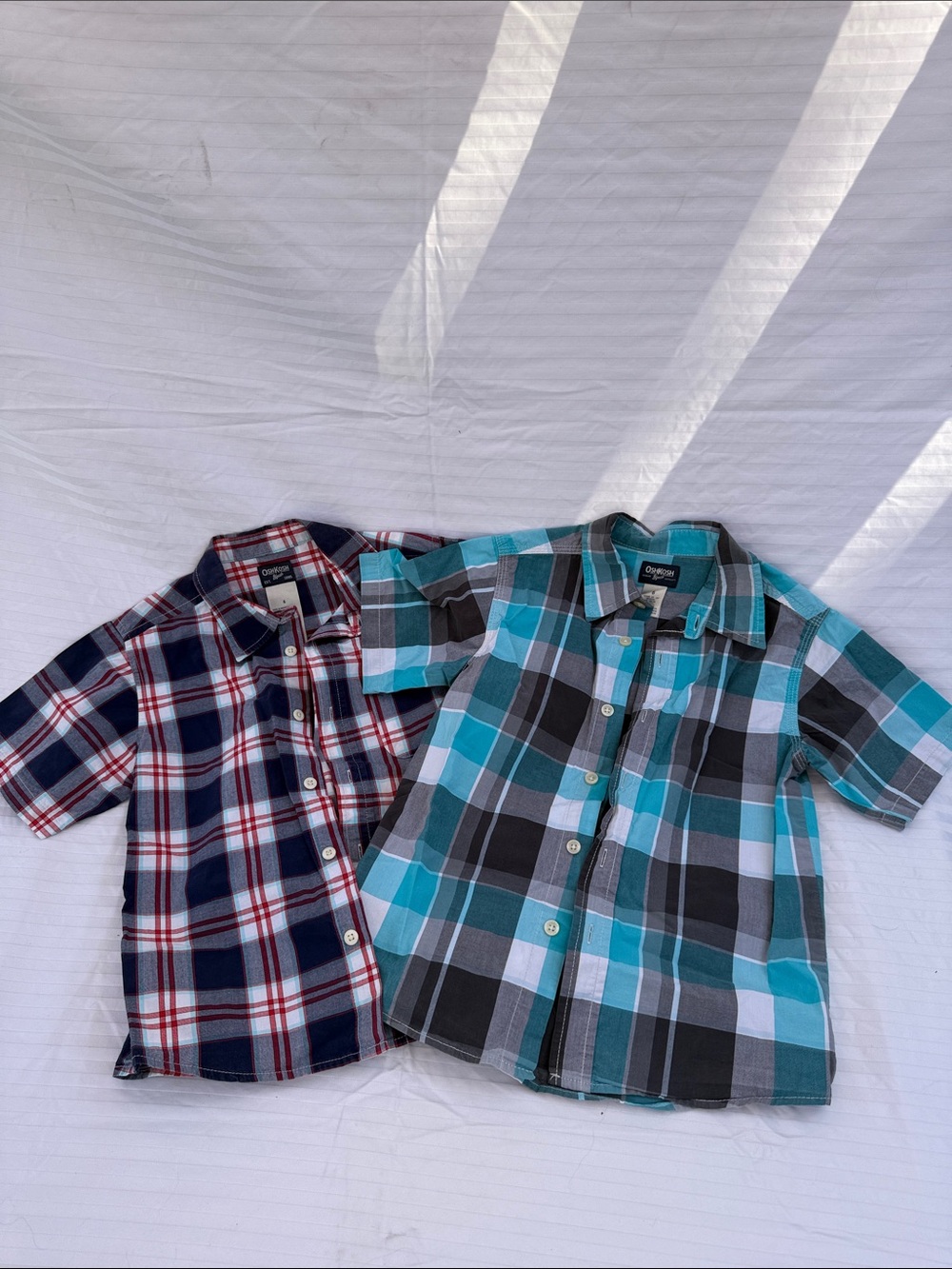 Lot of 2, OshKosh B'gosh Plaid Short-Sleeve Button-Up Shirts